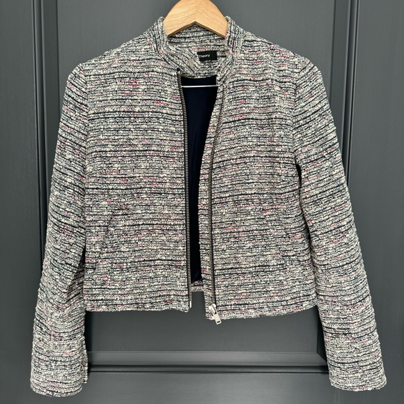 Theory Women's Tweed Moto Jacket Blazer Multicolor Size Small - Picture 2 of 7